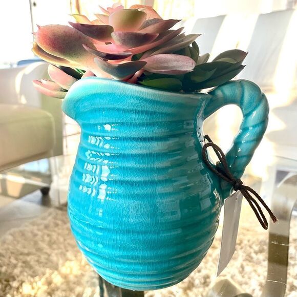NWT GC Naturales Blue Hand Painted Blue Ceramic Plants Beautiful Fragrance Pot - Picture 1 of 14